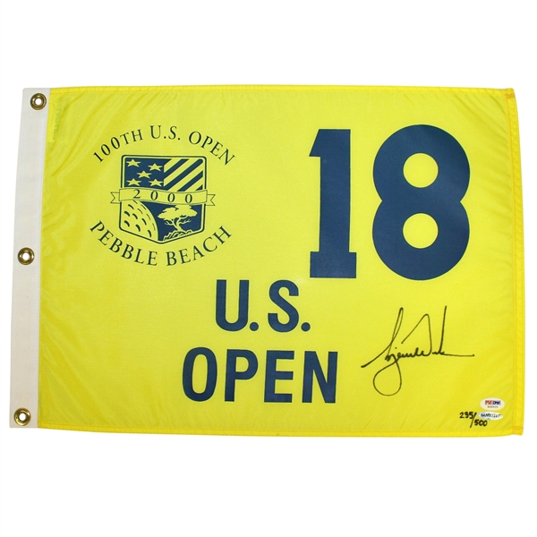 Tiger Woods Signed 2000 US Open at Pebble Beach Ltd Ed Flag 235/500 UDA #BAM07747