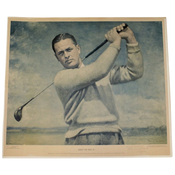 Bobby Jones Signed Ltd Ed Augusta National Member T. Stephens Print to Jack Westland (3x Walker Cupper)FULL JSA #Z69221
