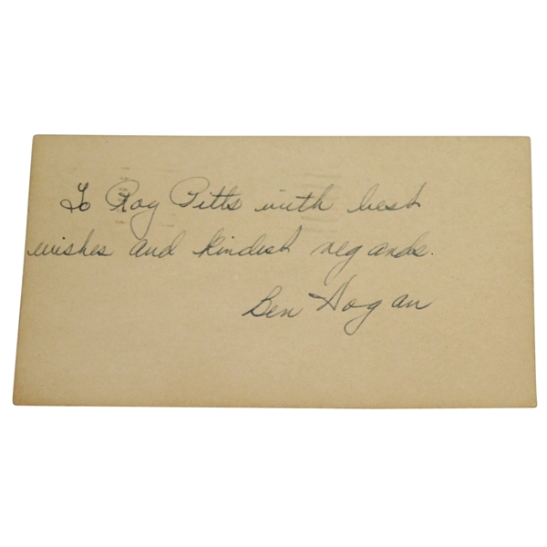 Ben Hogan 1948 Signed/Personalized G.P.C.- Valued Item in this Seldom Seen Format JSA ALOA