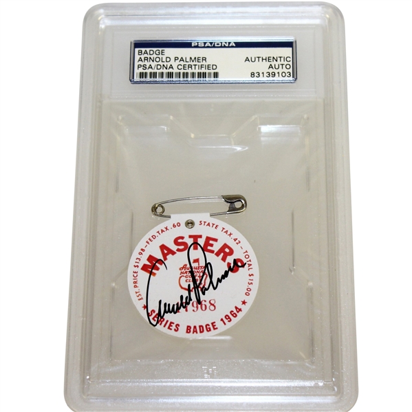 Arnold Palmer Signed 1964 Masters Tournament Badge #17968 PSA/DNA #83139103