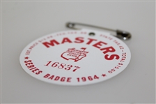 1964 Masters Tournament Series Badge #16837 - Arnold Palmer Winner