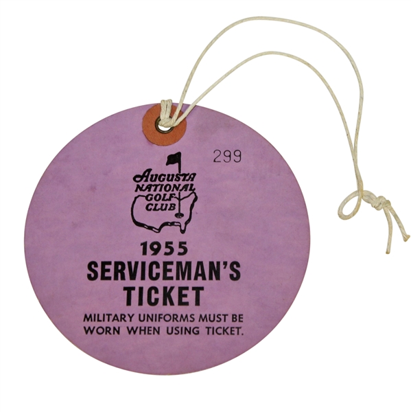 1955 Masters Tournament Servicemans Ticket #299 - Cary Middlecoff Winner