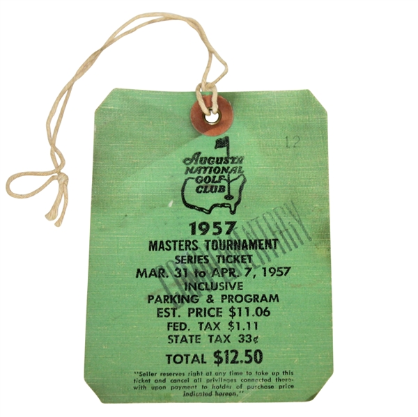 1957 Masters Tournament Series Badge #12 - Doug Ford Winner - LOW NUMBER