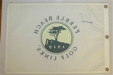 Tiger Woods Signed Pebble Beach Golf Links White Screen Flag JSA ALOA