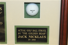 Jack Nicklaus Ltd Ed 191/500 with Photo, Struck Golf Ball, & Hologram - Framed #NA14507