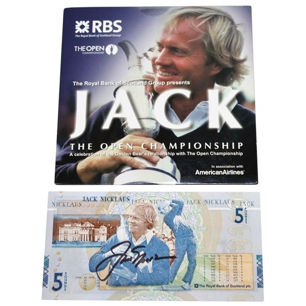 Jack Nicklaus Signed British 5lb Note with RBS Open Championship DVD JSA #Q17811