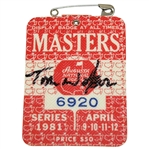 Tom Watson Signed 1981 Masters Tournament Badge #6920 FULL JSA #Z39678