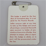 Tom Watson Signed 1981 Masters Tournament Badge #6920 FULL JSA #Z39678