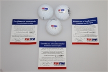 Bubba Watson, Jason Day, & Keegan Bradley Signed Golf Balls PSA/DNA for Each Ball