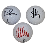 Anthony Kim, Andres Romero, & Aaron Baddeley Signed Golf Balls PSA/DNA & Leaf
