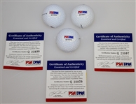Luke Donald, Rory Sabbatini, & Nick Watney Signed Golf Balls PSA/DNA for Each Ball