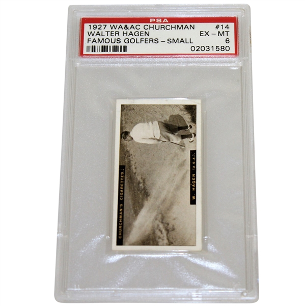 1927 Walter Hagen W.A. & A.C. Churchman Famous Golfers Card #14 EX-MT 6 PSA#02031580