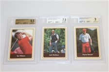 1986 Miller Press PGA Tour Complete Card Set with Six Key Cards Slabbed/Graded