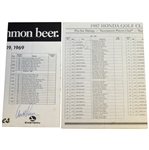 Arnold Palmer & Jack Nicklaus Signed Pairing Sheets JSA ALOA