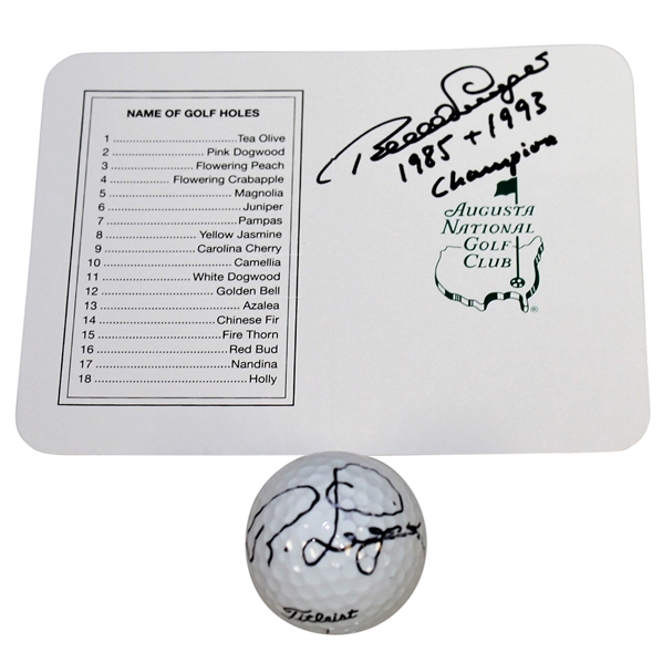 Bernhard Langer Signed Augusta National Scorecard with Years Won & Golf Ball JSA ALOA