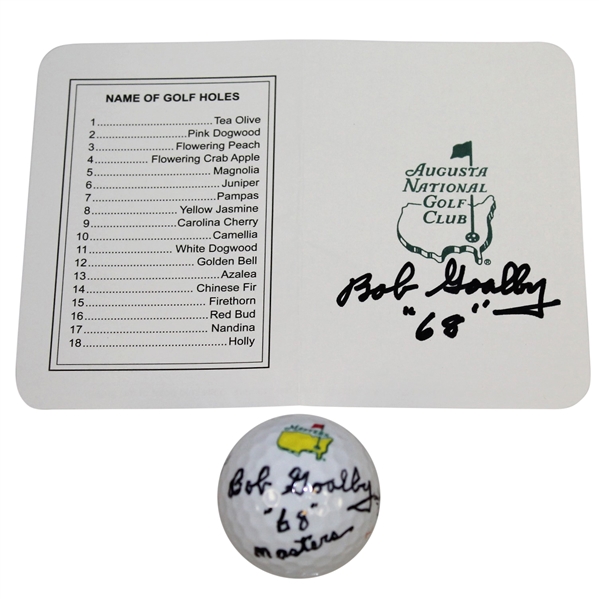 Bob Goalby Signed Augusta National Scorecard & Masters Logo Golf Ball with 68 JSA ALOA