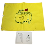 Ray Floyd Signed 2016 Masters Flag & Augusta National Scorecard JSA ALOA