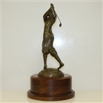 Large Vintage Bobby Jones Bronzed Figure on Wooden Plinth