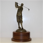 Large Vintage Bobby Jones Bronzed Figure on Wooden Plinth