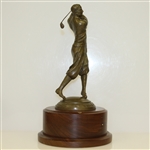 Large Vintage Bobby Jones Bronzed Figure on Wooden Plinth
