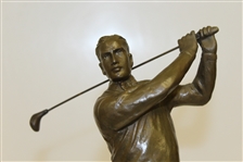 Large Vintage Bobby Jones Bronzed Figure on Wooden Plinth