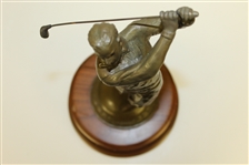 Large Vintage Bobby Jones Bronzed Figure on Wooden Plinth