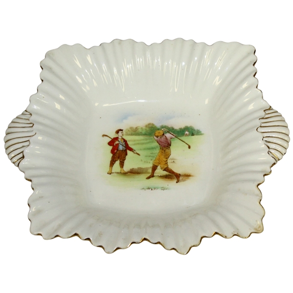 Foley China Early 1900s Deep Porcelain Tray with Scalloped Edges