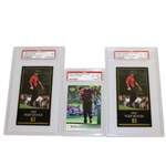 Three Tiger Woods Slabbed Cards - 1997 Grand Slam Ventures (x2) & 2001 Upper Deck