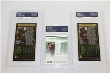 Three Tiger Woods Slabbed Cards - 1997 Grand Slam Ventures (x2) & 2001 Upper Deck