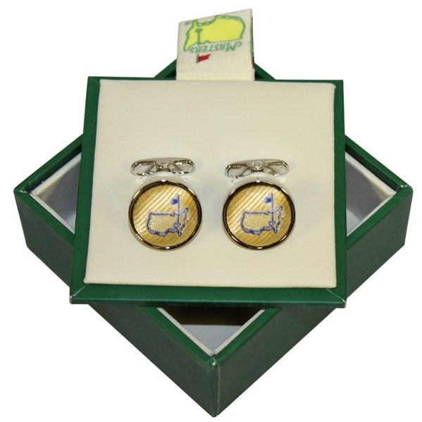 Masters Undated Yellow Silk Cuff Links in Original Box