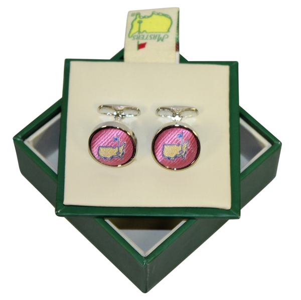 Masters Undated Pink Tie Silk Cuff Links in Original Box