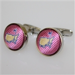 Masters Undated Pink Tie Silk Cuff Links in Original Box