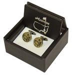 Masters Undated Antique Brass Circles Cuff Links in Original Leather Box