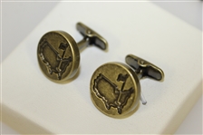 Masters Undated Antique Brass Circles Cuff Links in Original Leather Box