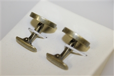 Masters Undated Antique Brass Circles Cuff Links in Original Leather Box