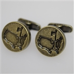 Masters Undated Antique Brass Circles Cuff Links in Original Leather Box