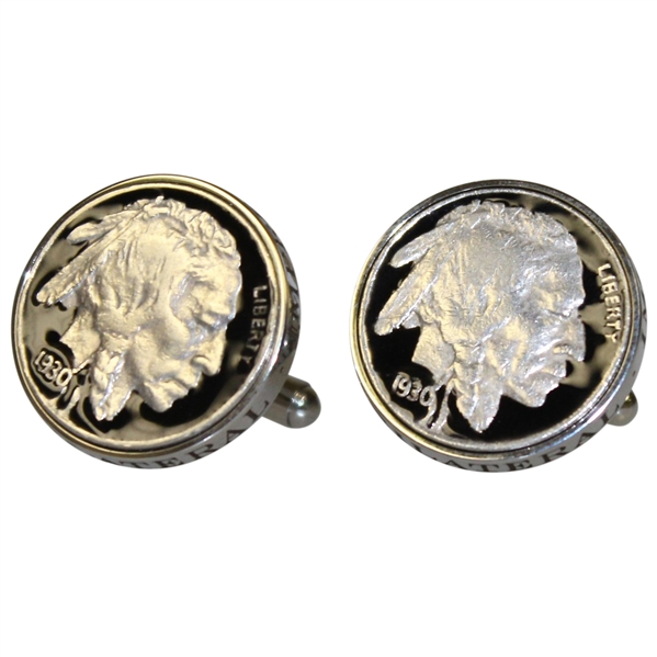 Bobby Jones Quadrilateral 1930 Buffalo Nickel Cuff Links in Box