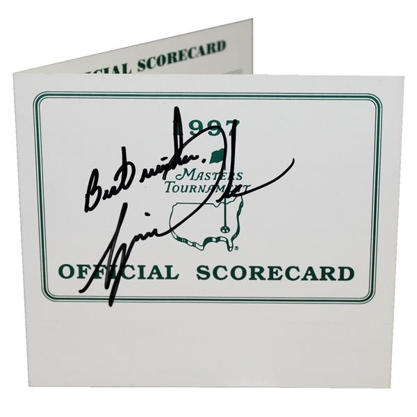 Tiger Woods Signed 1997 Masters Official Scorecard JSA ALOA