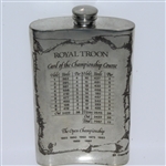 Royal Troon Pewter Flask with Course Layout & Scorecard Engraved - Great Condition