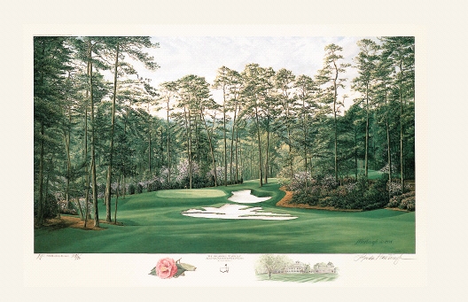 1994 Ltd Ed Augusta National 10th Hole Camellia Lithograph by Linda Hartough - 607/950