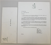 Tiger Woods' Augusta National Issued 2014 Masters Credit Cards with Letter & Envelope