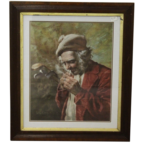 Vintage Caddy with Clubs Lighting a Cigarette - Framed
