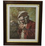 Vintage Caddy with Clubs Lighting a Cigarette - Framed