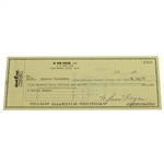 Ben Hogans Signed Personal Check to the Masters Tournament - 1991 JSA ALOA