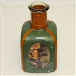 Vintage Fausto Conturi Italian Leather Wrapped Golf Themed Square Decanter