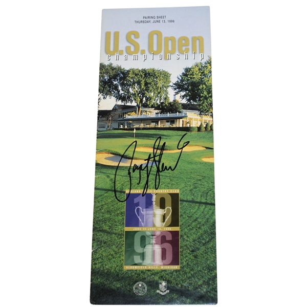 Payne Stewart Signed 1996 US Open at Oakland Hills Pairing Sheet JSA ALOA