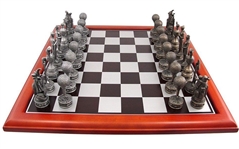 Golf Themed Chess Set - Golfers, Flags, Bags, Trophy Pieces with Wooden Chess Board