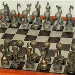 Golf Themed Chess Set - Golfers, Flags, Bags, Trophy Pieces with Wooden Chess Board