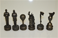 Golf Themed Chess Set - Golfers, Flags, Bags, Trophy Pieces with Wooden Chess Board