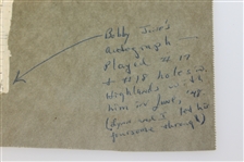 Bobby Jones Signed Scorecard - Highlands Golf Course FULL JSA #Z61966 - Rare